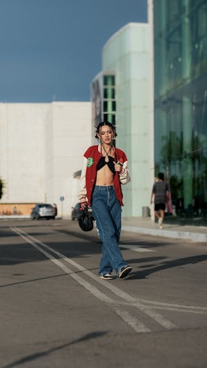 Tuesday — red cardigan streetwear